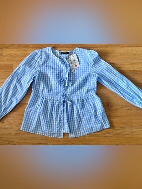 Women’s tie front gingham blouse sz m BNWT